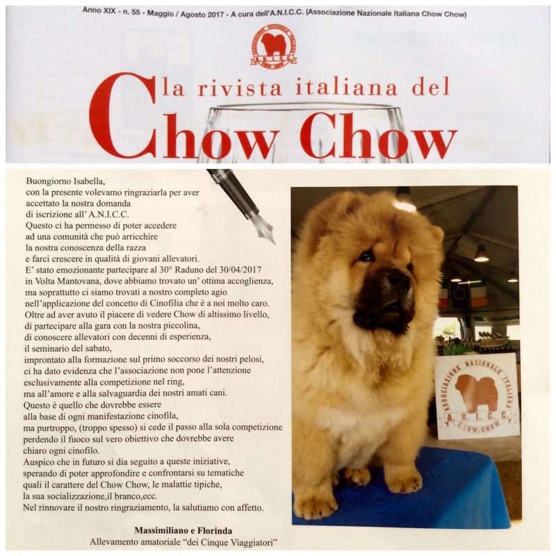 Publication of out letter on "La rivista italiana del CHOW CHOW"...we are very proud.